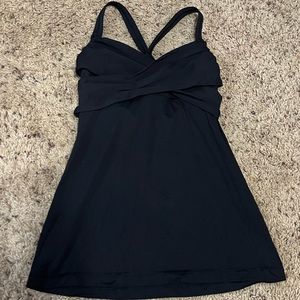 Lululemon wrap it up tank top black built in shelf bra straps 6